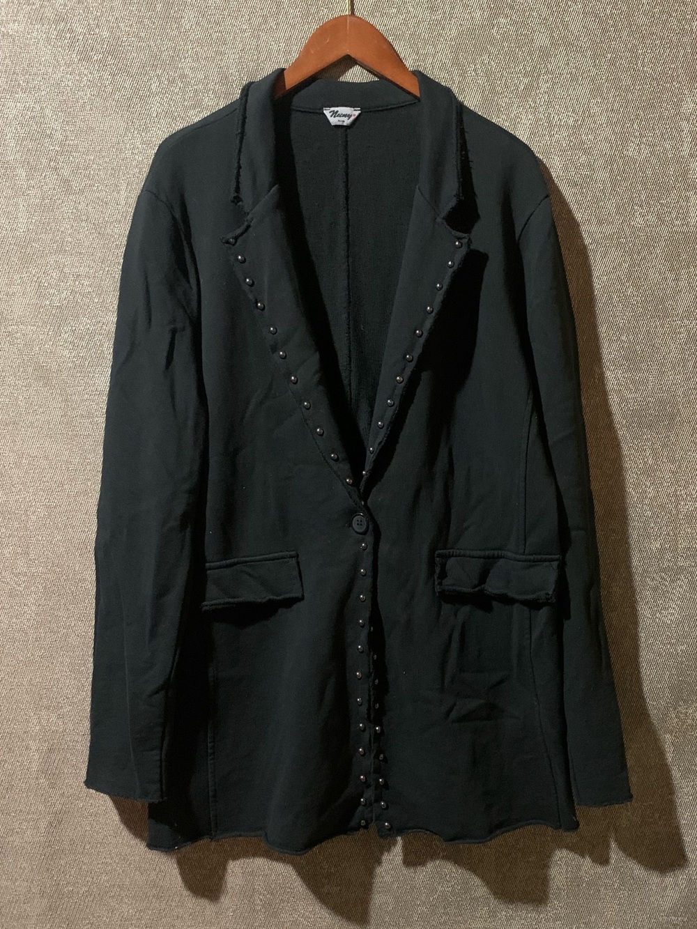 Black knit blazer jacket with metal studs